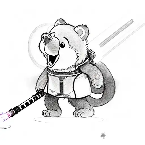 A Care Bear In A Sith Robe With A Lighsaber