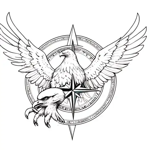 Eagle Back And Compass Surrounded