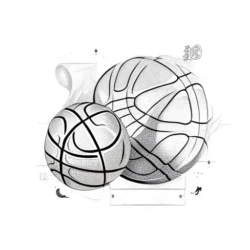 A Sketch Style Tattoo Of A Basketball Player Dribbling With Animal Figures Forming The Background