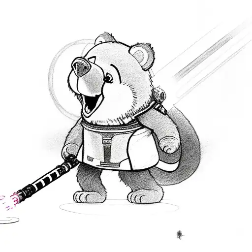 A Care Bear In A Sith Robe With A Lighsaber