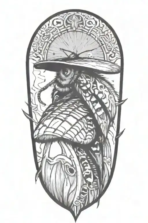 Mix In A Moth In A Woodcut And Grafitti Style