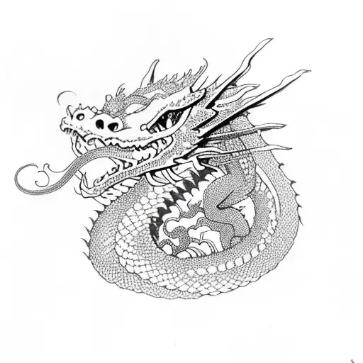 Dragon With Wisteria Flowers