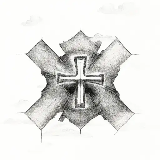 Christian Cross With Clouds Around It