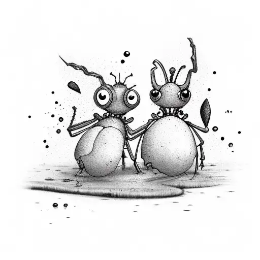 Cartoon Couple Bugs Living In The Mud Happily In Love Doing Bug Stuff