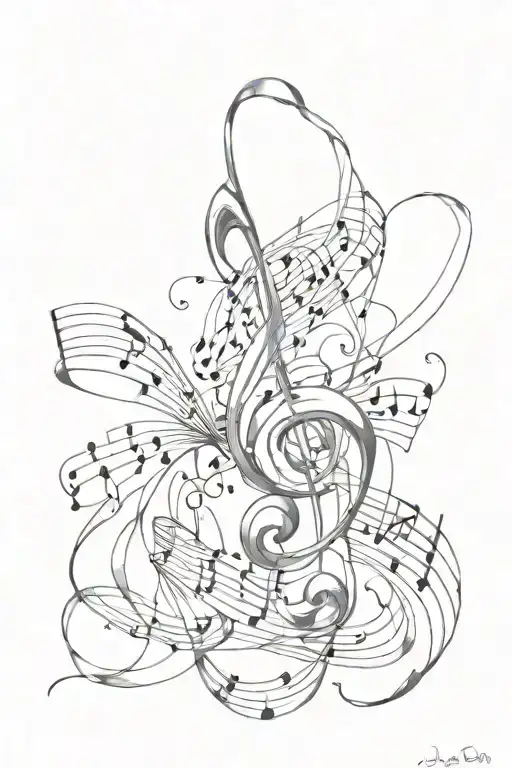 Music Notes On A Ribbon Wrapping