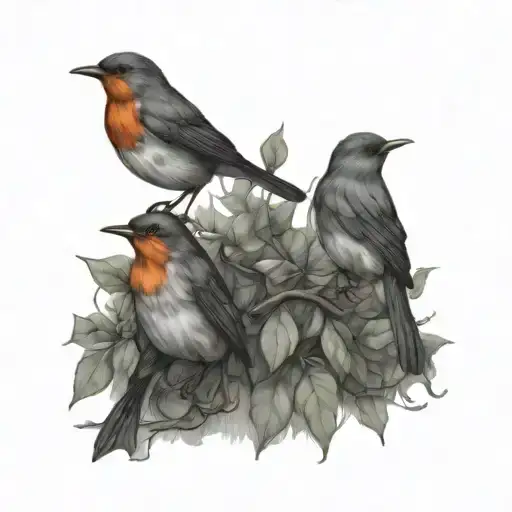 Three Robins On Vine