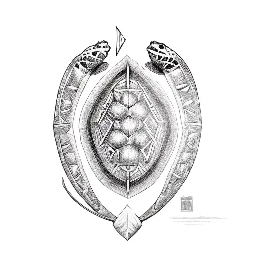 Two Polynesian Turtle Bounded By Hook