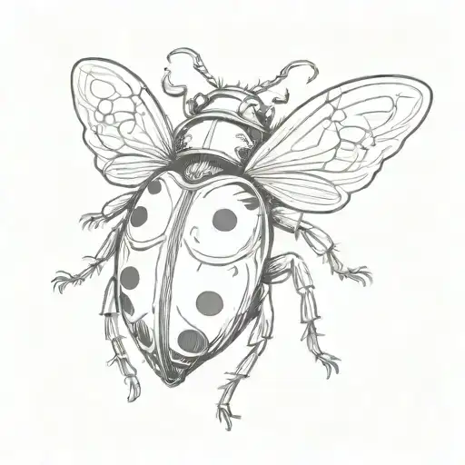 Ladybug With Open Wings