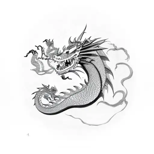 Dragon With Chinese Characters On The Side