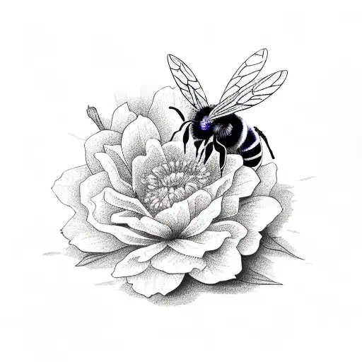 Violet Flower With Bee