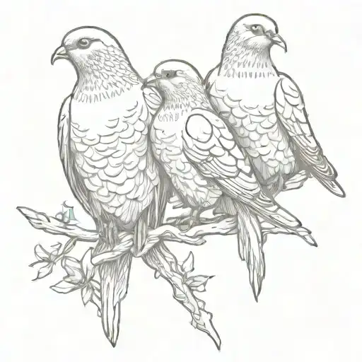 Three Doves Perched
