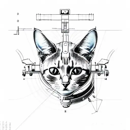 An Engineer's Blueprint Of A Cat Wearing Roller Skates