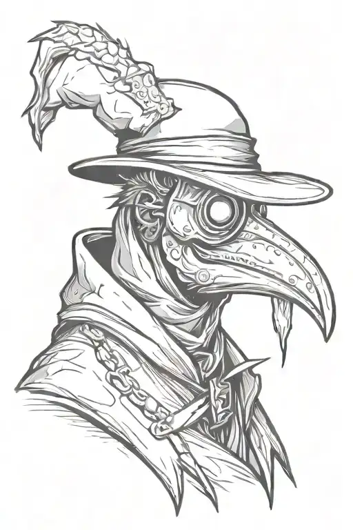 Grafitti Style Plague Doctor Seen Front Facing