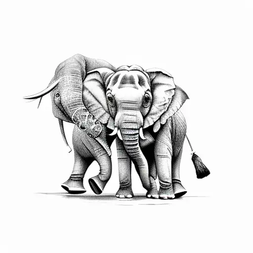 Elephant And Koala Sitting On A Tight Rope