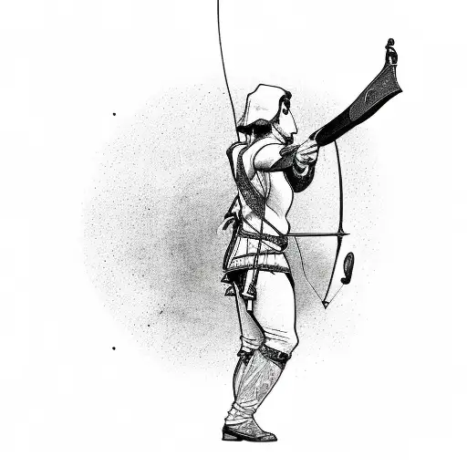 An Archer Shooting A Bow And Arrow At A Moving Target