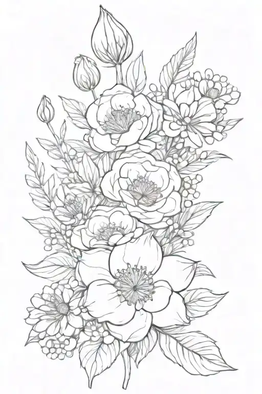 Simple Bouquet With Birth Flowers From February March April May And June