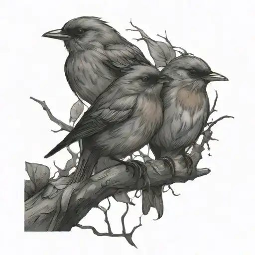 Three Robins On Vine