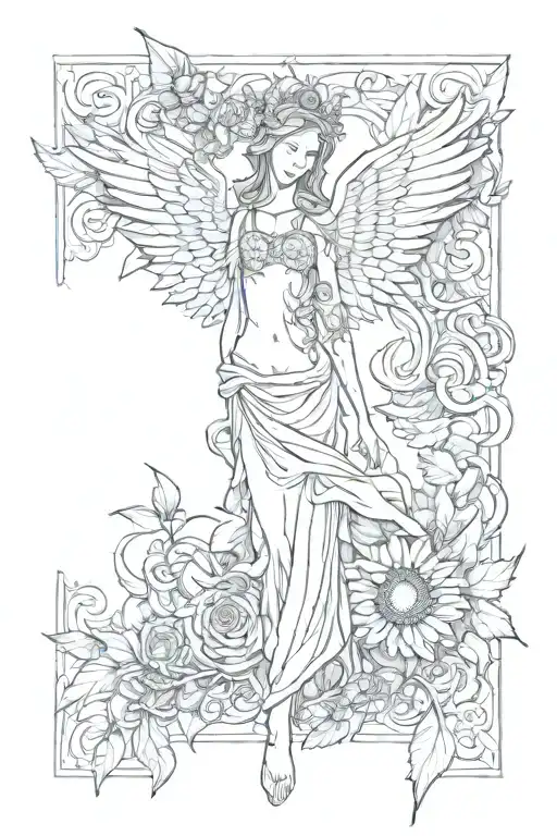 Western Sunflower Vine And Angel Wings