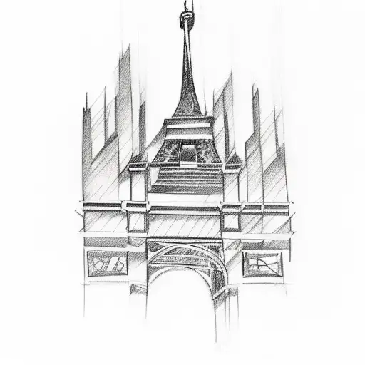 A Sketch-style Tattoo Of Famous Architectural Structures From New York And Paris