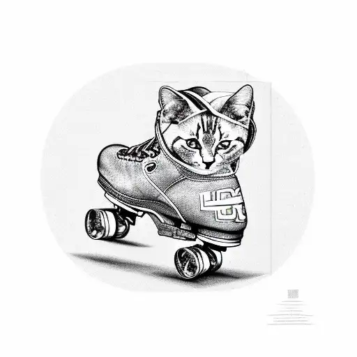 An Engineer's Blueprint Of A Cat Wearing Roller Skates