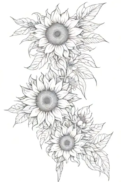 Sunflower And Feathers Cascading