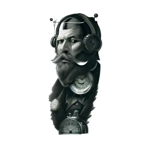 A Man With A Clock On His Head