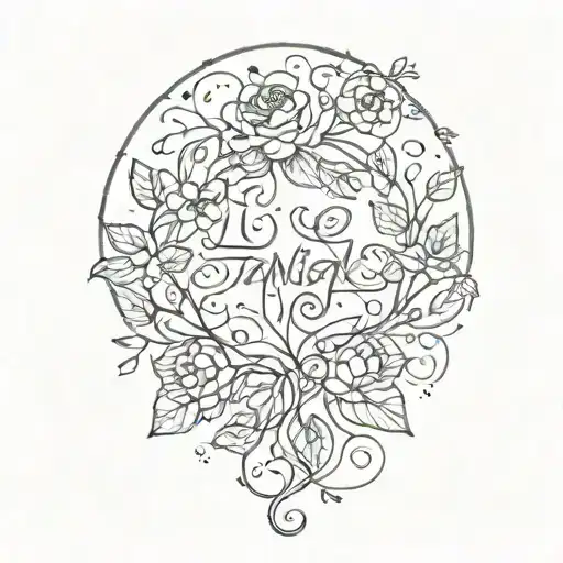 Continuous Vines And Flowers With Writing 'We Tangle Endlessly'