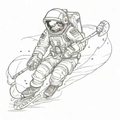 Astronaut Playing Hockey