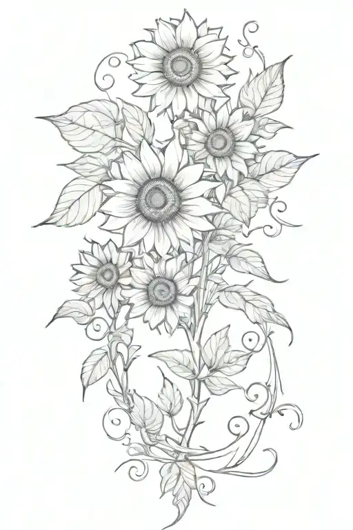 Sunflower Vine And Feathers