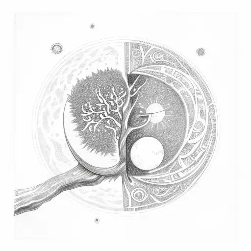 Sun And Moon With Tree Of Life