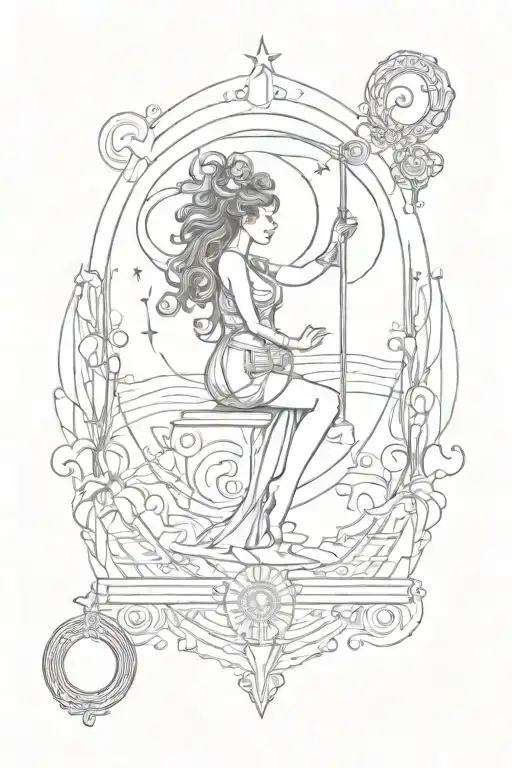 Lines And Music And Moon And Tarot Card