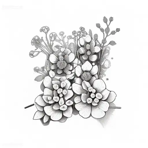 L5 And S1 Vertebrae With Dainty Flowers And Leaves Rod And Screws To Connect Both