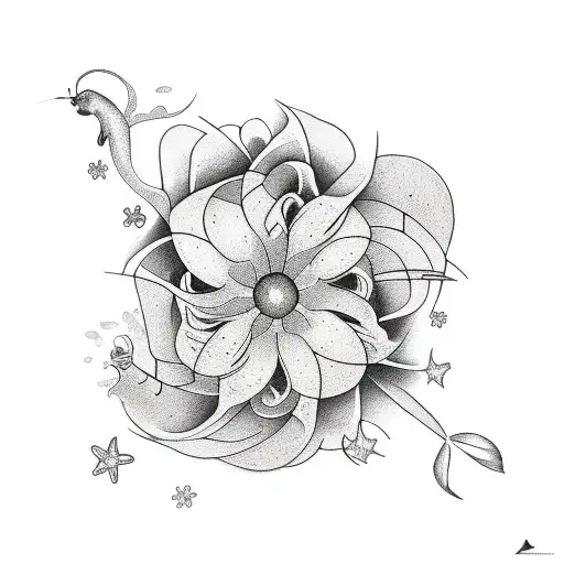 Tattoo Flowers Withand Fish And Sea And Stars