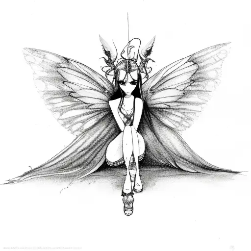 Gothic Fairy With Tattered Wings Sideview