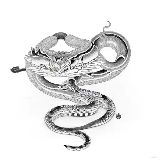 Kunai Wit A Chein At The Top With A Snake Around It And Sakura Fwollers Aroud It