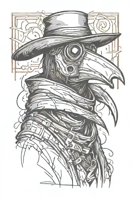 Plague Doctor Like A Crow In A Grafitti Style Mixed With Woodcut