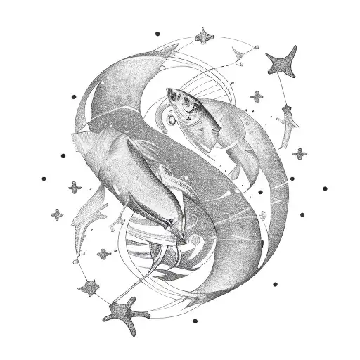 Pisces Constellation Formed By Interconnected Hearts