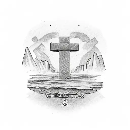 Small Words Spelling God's Strength But Christian Cross In The Middle