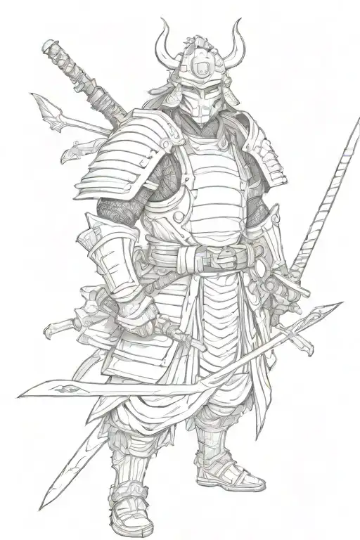 Heavy Armored Samurai With Sword