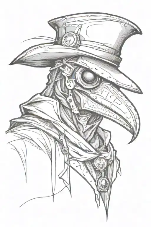 Grafitti Style Plague Doctor Seen Front Facing