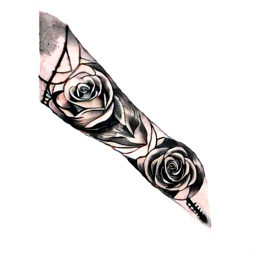 A Tattoo Of A Rose And A Clock