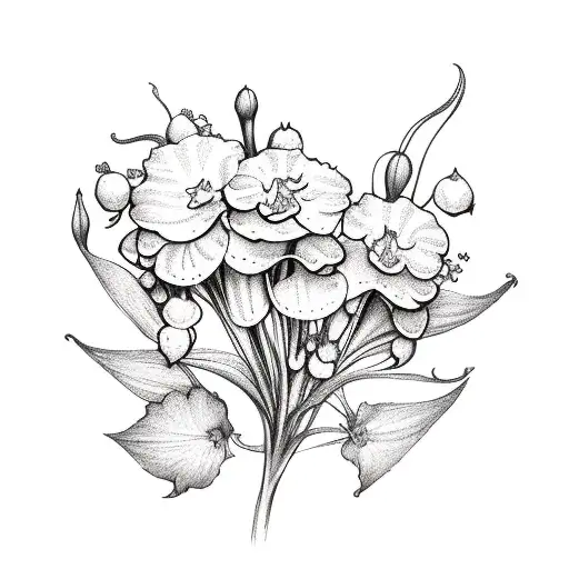 Lily Of Valley Wrap Around Arm With Leaves And Carnations