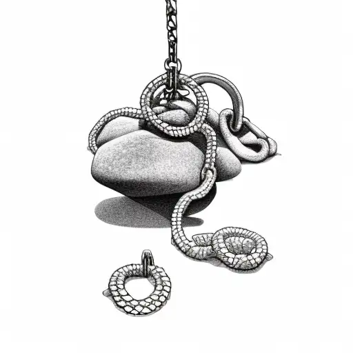 A Rock With A Chain On A Beach