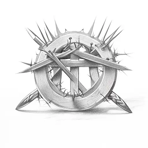 Cross With Nails And Crown Of Thorns