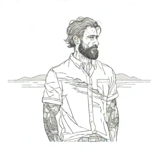 A Man In A White Shirt Standing Next To A Body Of Water