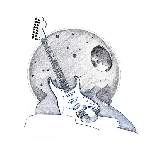 Blue Stratocaster With Moon