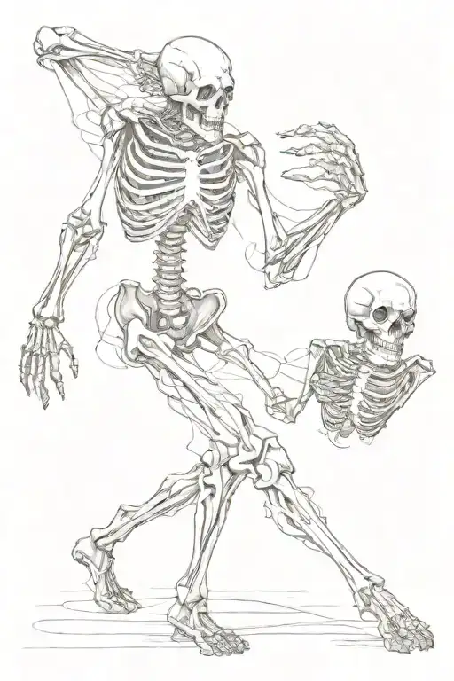 Skeleton Dancing And Holding Severed Skull