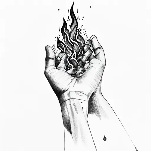 One Hand Passing Fire To Another Hand