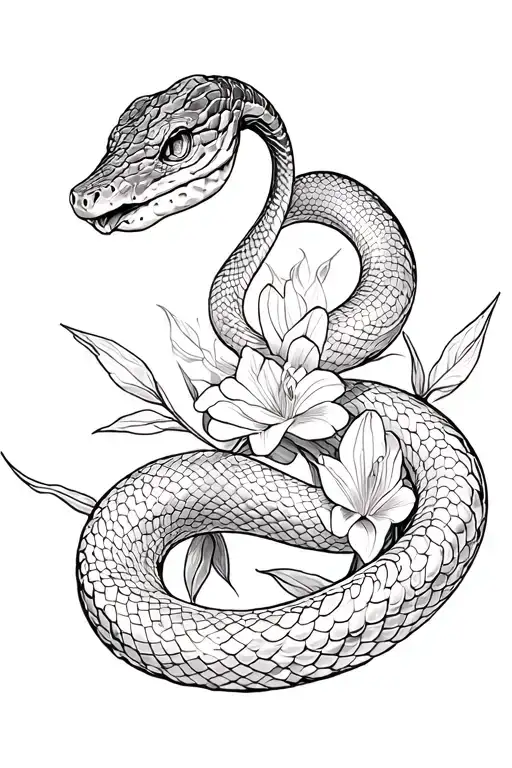 Snake And Freesia
