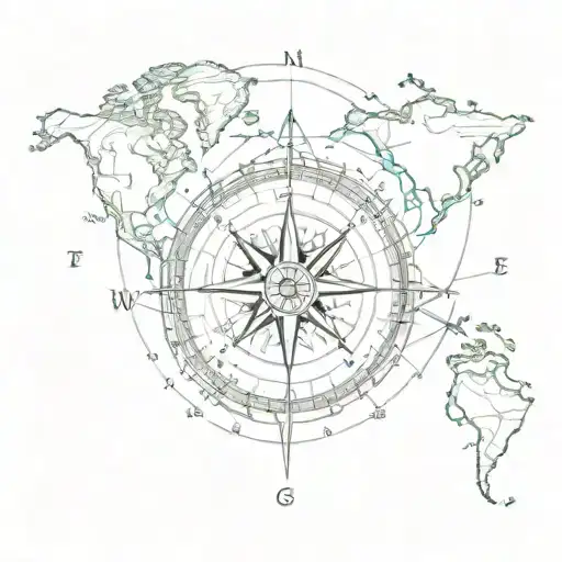 Compass And World Map Outline